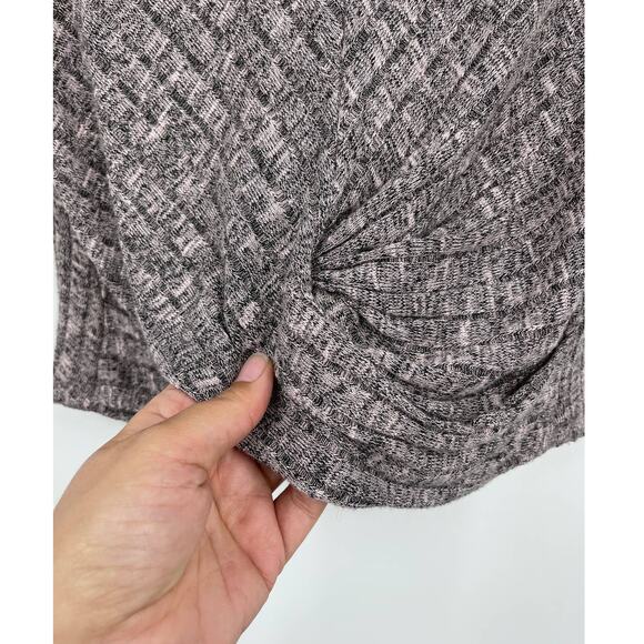 IZ Byer Womens Gray Twist Front Knot Blouse Top Ribbed 3/4 Sleeve Shirt Size XS - Picture 6 of 12